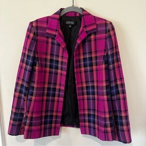 Kasper Pink Purple Plaid Blazer Womens L Y2K Preppy Clueless Style Jacket Size 8